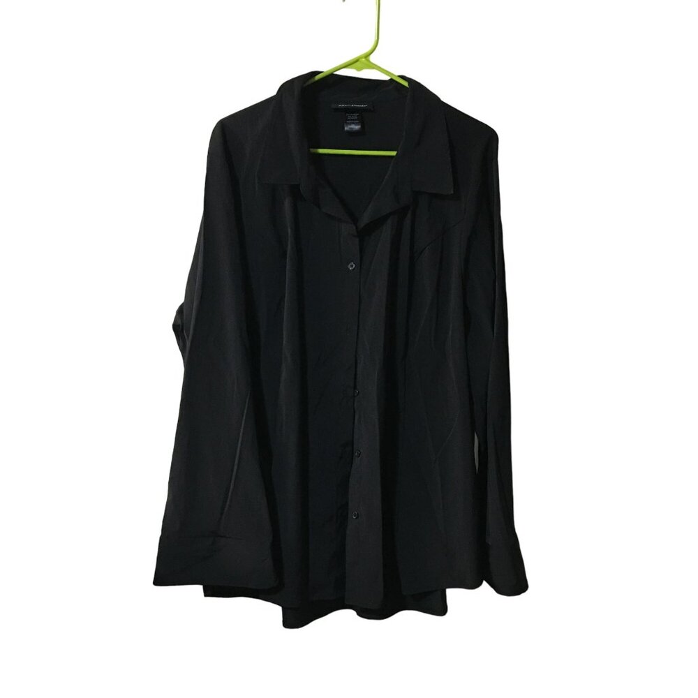 ASHLEY STEWART BLACK LONG SLEEVE BUTTON DOWN SHIRT WOMENS SIZE 24